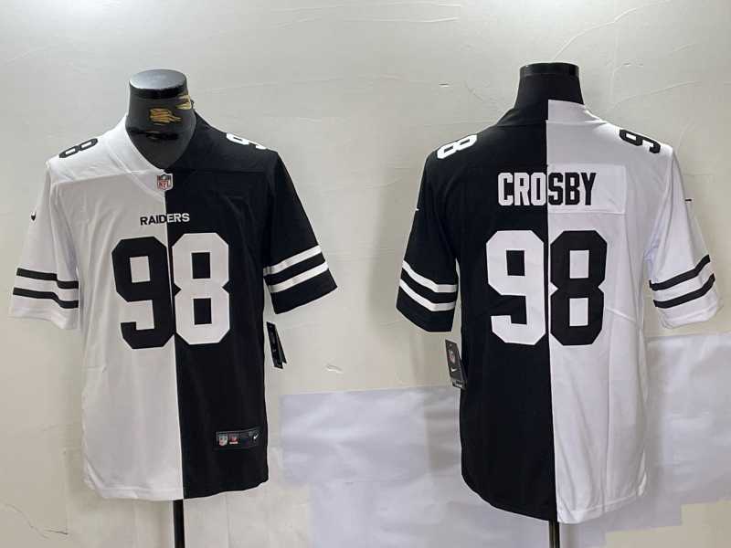 Men%27s Las Vegas Raiders #98 Maxx Crosby White Black Peaceful Coexisting Vapor Stitched Jersey Dzhi->las vegas raiders->NFL Jersey